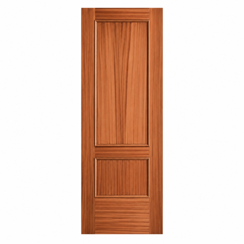 Puerta de interior modelo 32 en madera, diseño clásico con dos plafones moldurados y acabado natural.