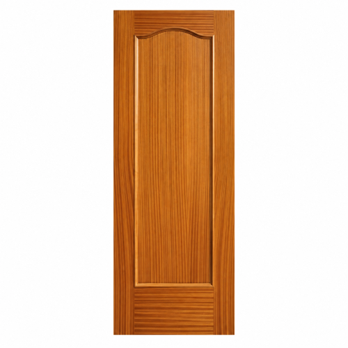 Puerta de interior modelo 51 en madera con plafón moldurado y diseño clásico arqueado.