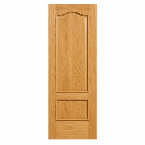 Puerta de interior 52 TM en roble con dos plafones y acabado de madera natural