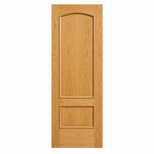 Puerta de interior 72 en roble con dos plafones y acabado en madera natural