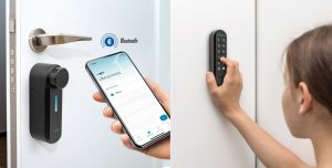 Instalación de la cerradura electrónica inteligente AYR int PASS con apertura por Bluetooth desde el móvil y acceso mediante teclado numérico. Ideal para viviendas turísticas y control remoto de accesos.