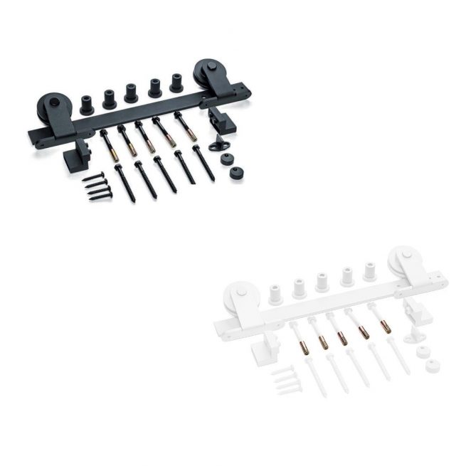 Kit de Guía Rústica Superior en color negro o blanco para puertas corredizas, ideal para interiores con estilo industrial o rústico