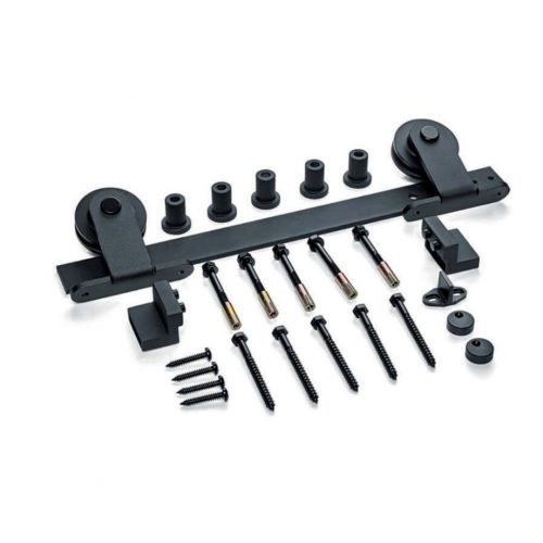 Kit de Guía Rústica Superior en color negro para puertas corredizas, ideal para interiores con estilo industrial o rústico