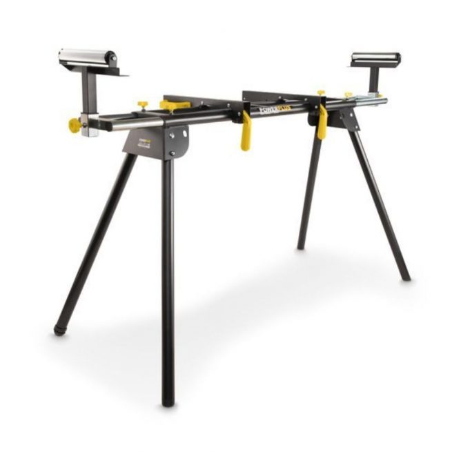 Mesa para ingletadora Varo 150kg Powerplus – estructura metálica con rodillos ajustables, capacidad 150 kg