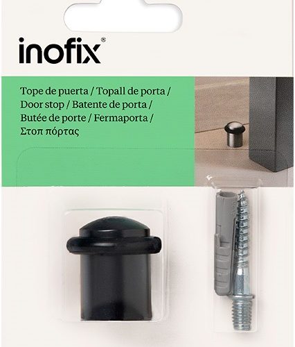 Tope Inofix 3160 metálico con tórica de caucho, fijación con tornillo para uso interior o exterior en suelos de alto tránsito