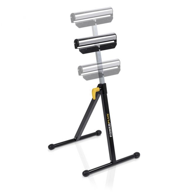 Caballete ajustable VARO Powerplus con rodillos extensibles y estructura metálica plegable, altura regulable de 68 a 108 cm para soporte de trabajo hasta 60 kg