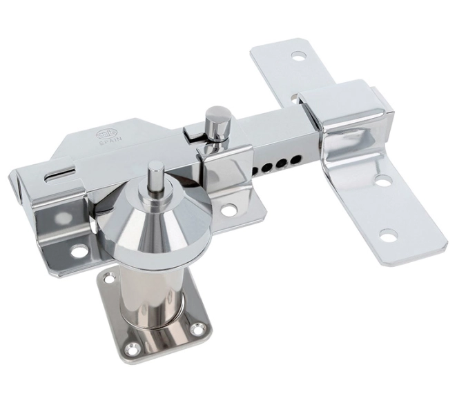 Cerrojo de seguridad Amig modelo 1 de sobreponer con cilindro redondo, pestillo y acabado cromado, ideal para puertas de entrada o interiores