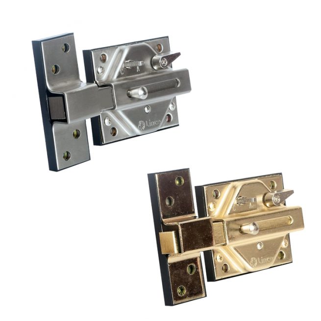 Cerrojo de seguridad Lince 7930R con protección antibumping, antiganzúa y antitaladro, disponible en acabados cromo y latonado para puertas de entrada