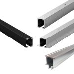 Guía Klein Lite de aluminio para sistema corredero Klein LITE: perfiles vistos u ocultos en acabados negro, silver y bronce para puertas correderas de madera hasta 100 kg