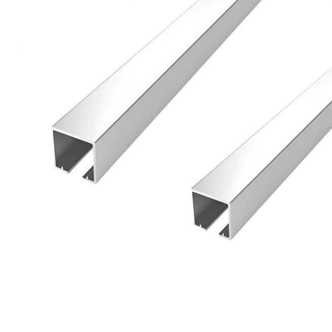Guía Klein Sensus de aluminio para sistema corredero Klein SENSUS 40 y 80: perfiles para puertas correderas de madera con acabado anodizado para instalación a techo o pared