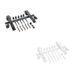 Kit Guía Rústica para puerta corrediza rústica color negro o blanco, incluye riel metálico, ruedas deslizantes, tornillos, separadores y topes, ideal para puertas estilo granero o interiores modernos. Accesorios completos para instalación de sistema de puerta corrediza barn door