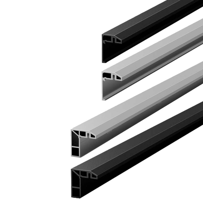 Soporte de pared para guía Klein LITE : perfil de aluminio anodizado en acabados negro y silver, para instalación de puertas correderas de madera hasta 100 kg