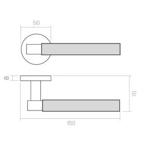 Maneta de puerta con roseta redonda modelo Ibiza de Groël, acabado en latón envejecido y PO con textura estriada antideslizante. Diseño moderno y ergonómico con garantía de por vida.