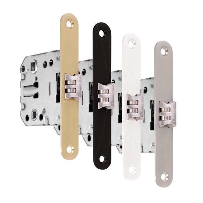 Picaporte con doble rodamiento Palbox en acabados dorado, negro, blanco, níquel satinado e inoxidable
