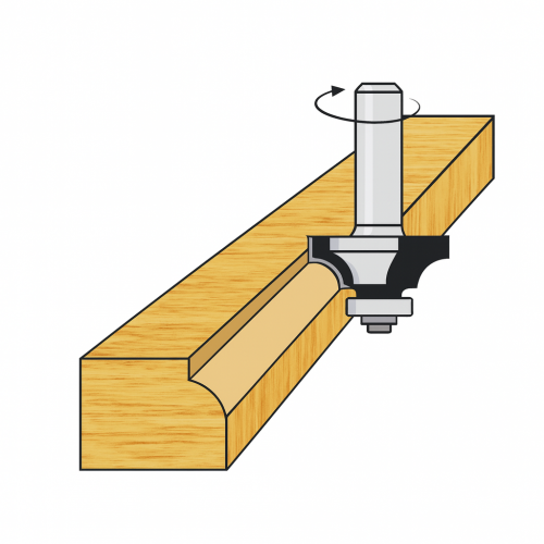 Fresa Madera Herco H19 con rodamiento dibujo de ejemplo de la forma que aplica
