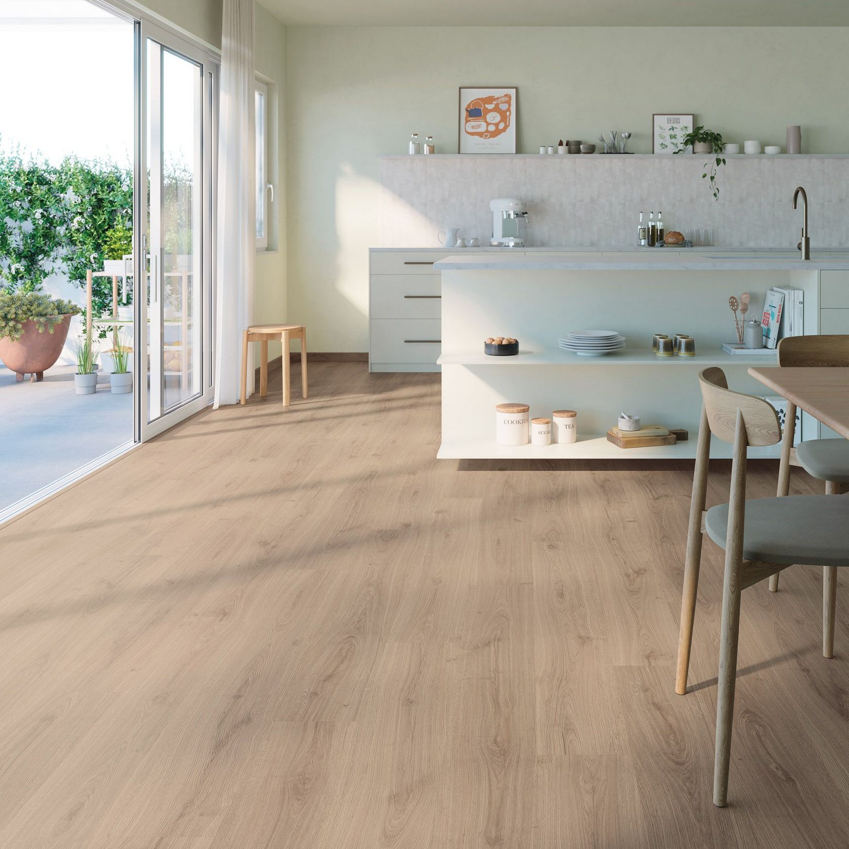 Salón con Parquet Finfloor 12 AC6 Durable instalado