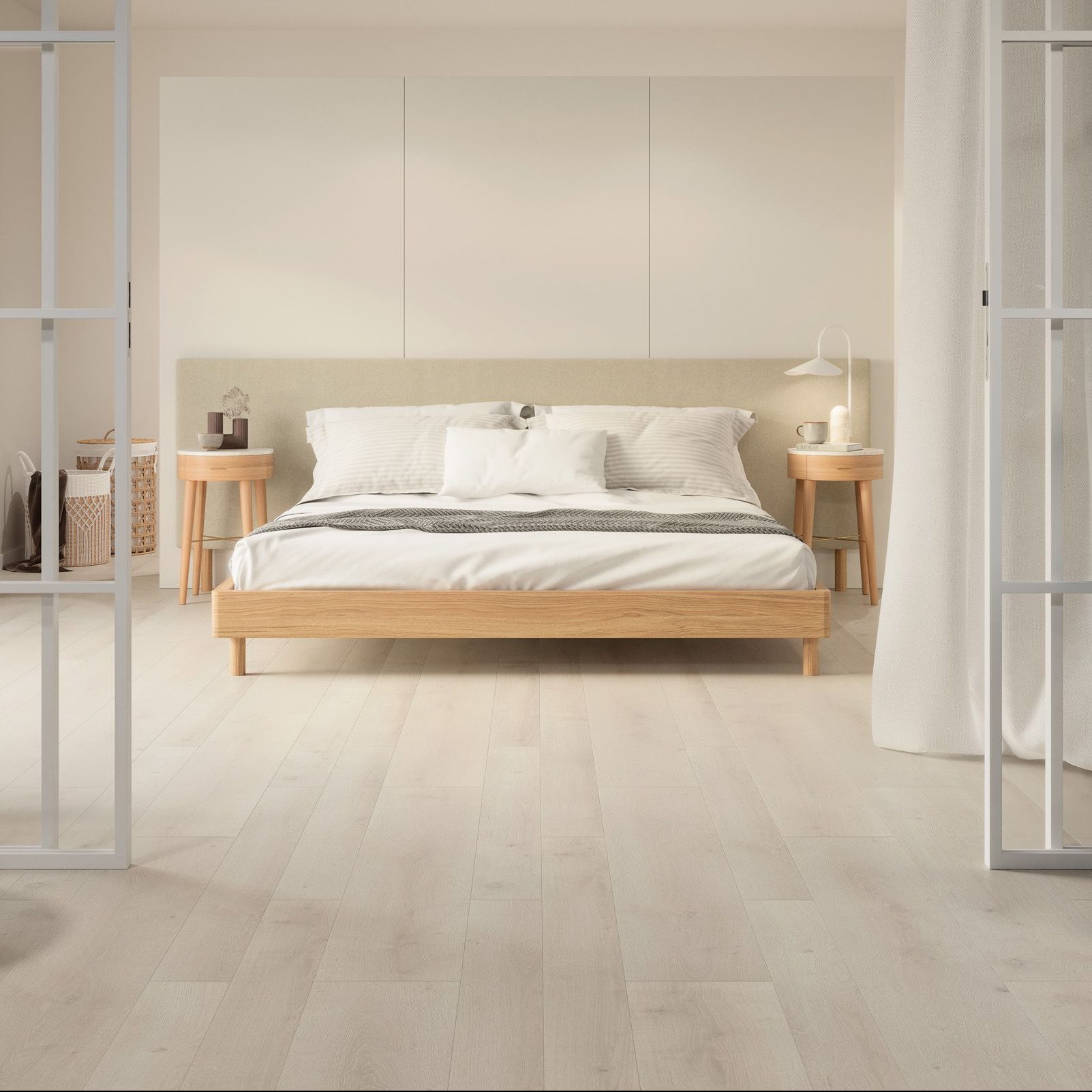 Dormitorio con instalación del Parquet Finfloor Style AC6 Durable