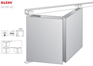 Dibujo de instalaci&oacute;n de los Accesorios Klein NK PAR40 para puertas plegables