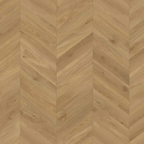 Primer plano del patrón de suelo laminado Parador Trendtime 8 AC4 Roble Loire Miel en espiga, mostrando la textura de madera natural y el sistema de unión.