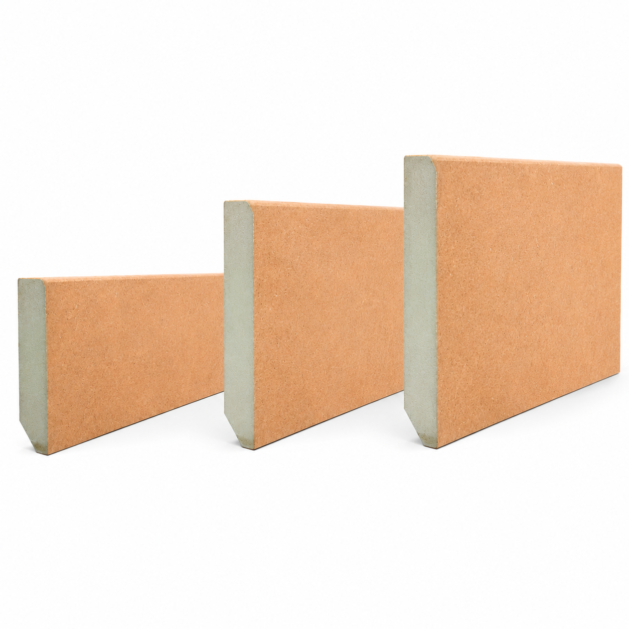 Rodapié de canto recto MDF crudo disponible en varias alturas, ideal para lacar o personalizar, perfecto para rematar suelos laminados, parquet y vinílicos con un acabado moderno y uniforme.