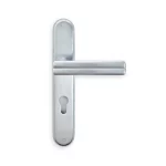 Manilla puerta placa redonda Manital MATRICE en acero inoxidable satinado con bocallave para puertas de interior, diseño moderno y alta resistencia.