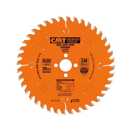 Disco de sierra recortadora CMT para Virutex RZ270 160 mm Z40 para madera, contrachapado y laminados, con agujero de 20 mm