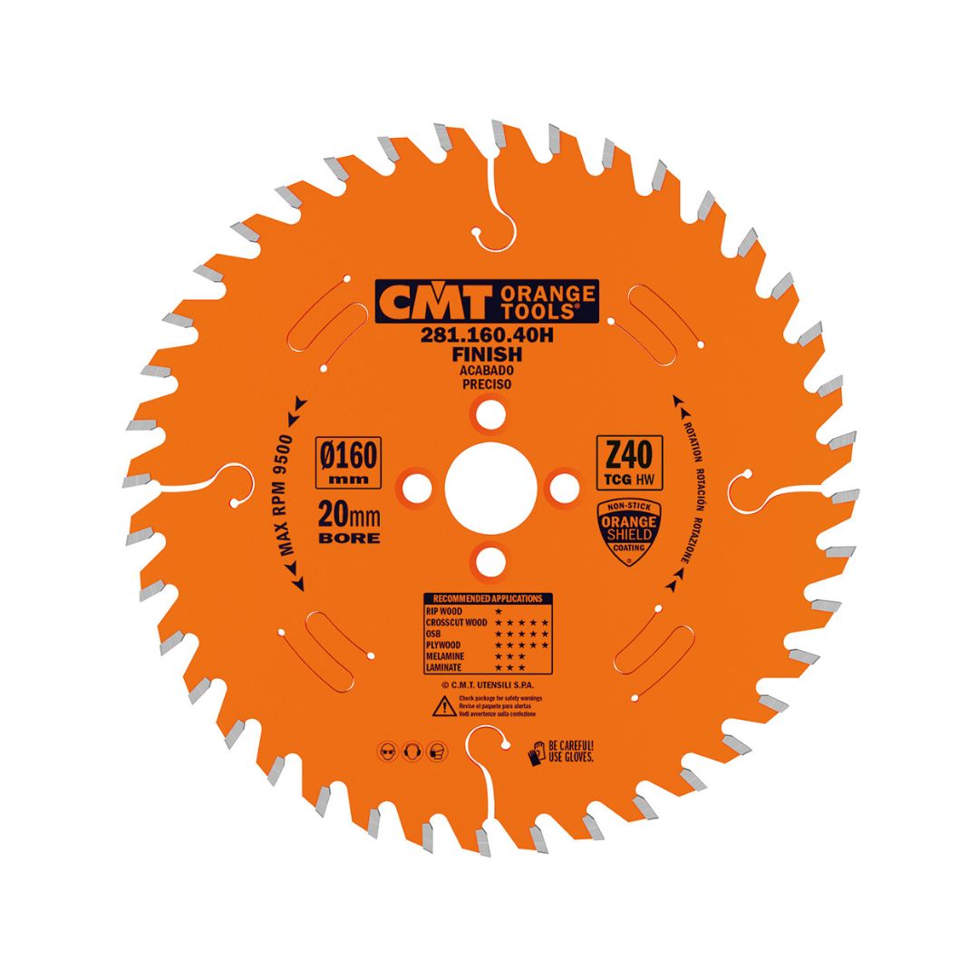 Disco de sierra recortadora CMT para Virutex RZ270 160 mm Z40 para madera, contrachapado y laminados, con agujero de 20 mm