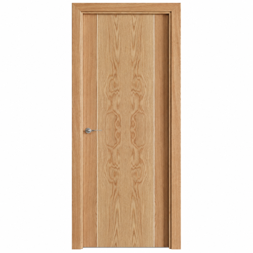 Puerta de interior DECO de madera de roble con diseño moderno y manilla cromada.